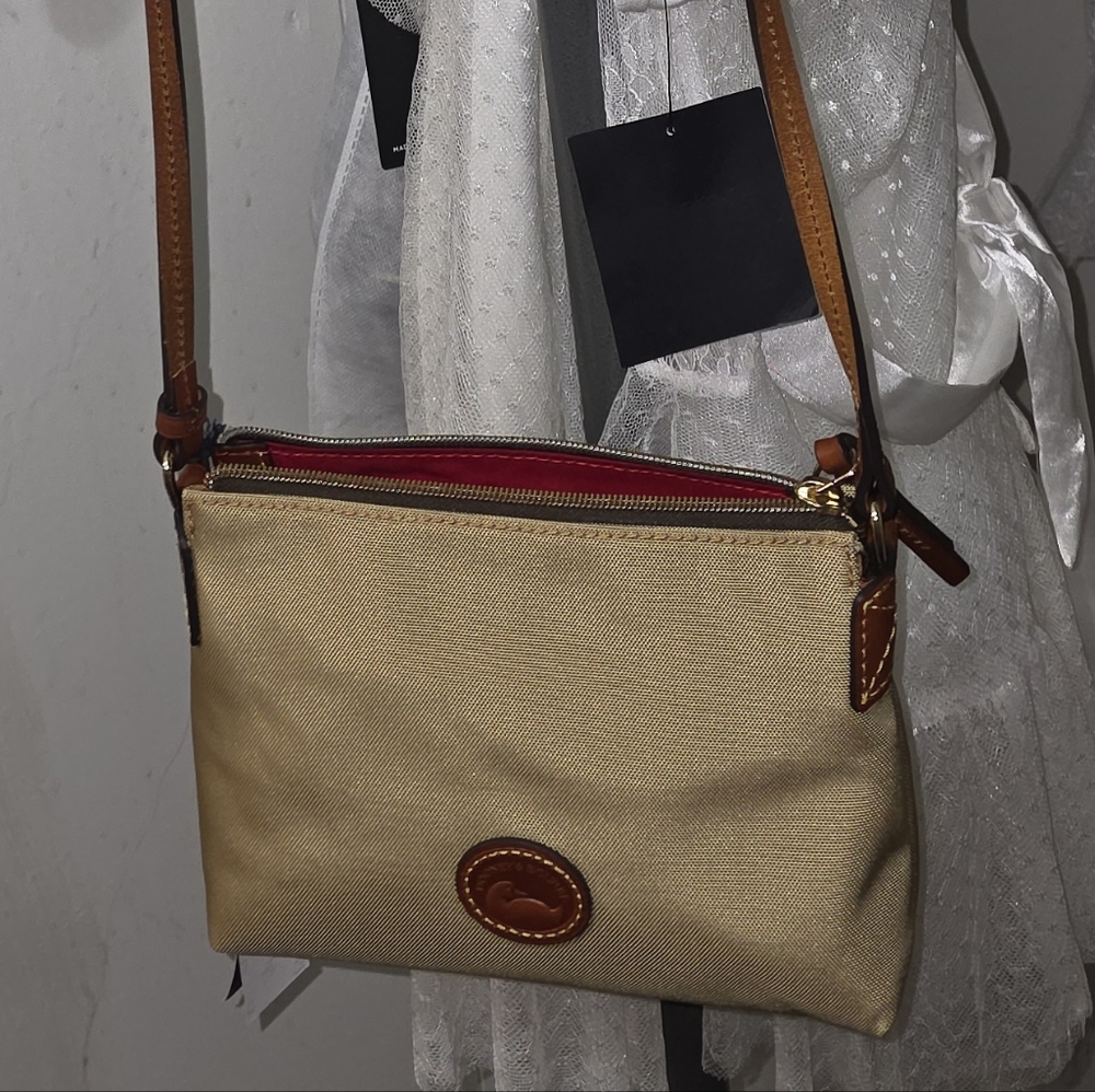 Dooney & Bourke Tan and Brown Logo Bag W/adjustable Strap. NWT